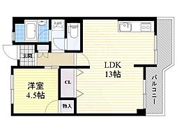 リバーパークアイワ 1LDKの間取図画像