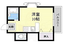 モアクレストエサカ ワンルームの間取図画像