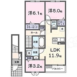 メゾン・ドゥ・リスI 2LDKの間取図画像