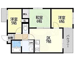 メゾン摂津 3DKの間取図画像