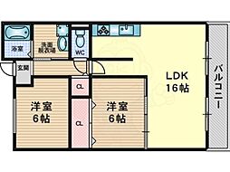 アンデュノール千里 2LDKの間取図画像