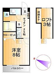 コンフォート2 1Kの間取図画像