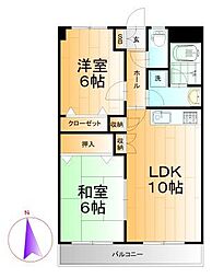 Leafハヤマ 2LDKの間取図画像
