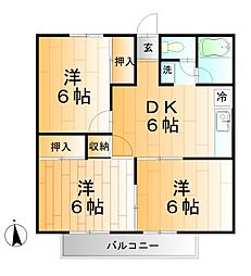 ビアンカみなみ 3DKの間取図画像