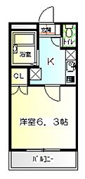 ラプラス郡山 1Kの間取図画像