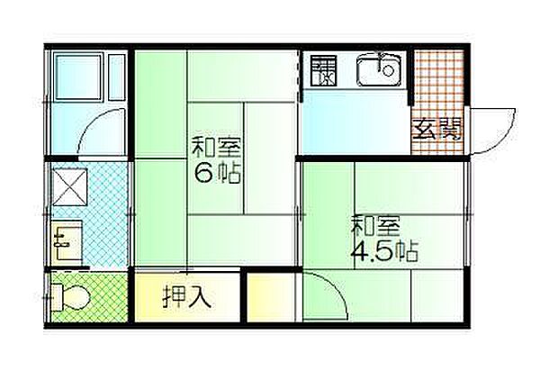 泉コーポ 2-2｜秋田県秋田市泉中央2丁目(賃貸アパート2K・2階・31.03㎡)の写真 その2