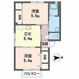 ラ・フォーレ 2DKの間取図画像