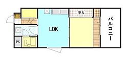 ロイヤル山王 1LDKの間取図画像