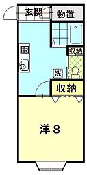 サングレース泉 1Kの間取図画像