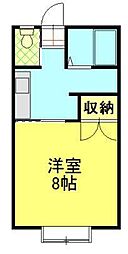 プリムヴェール 1Kの間取図画像