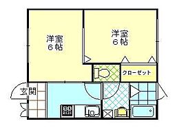 グリーンハイツ天王B 2Kの間取図画像