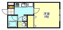 アーバンハイツ新屋駅前B 1Kの間取図画像