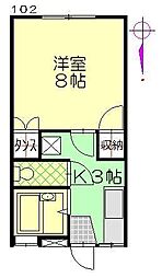 ドリームK東通 1Kの間取図画像
