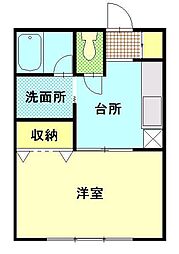 ロフティやりのめ2 1Kの間取図画像