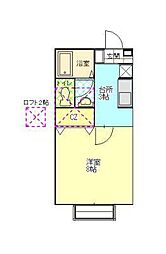 オアーゼM 1Kの間取図画像