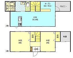 ライフキャップ旭南2 2LDKの間取図画像