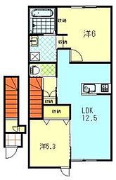 メゾン・ド・春みづき G棟 2LDKの間取図画像