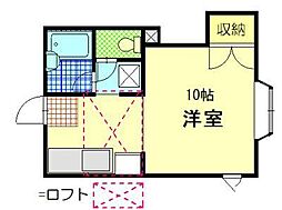 メゾンド・シェーヌ ワンルームの間取図画像