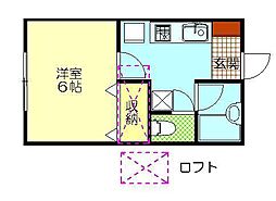 コーポおおやま 1Kの間取図画像