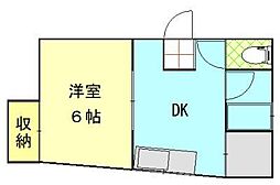 大町スカイハイツ 1DKの間取図画像