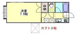 ブルージュ六番館 1Kの間取図画像