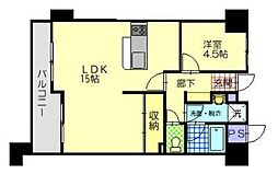 トーカンマンション中通 1LDKの間取図画像