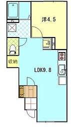 ラ・カシェット 1LDKの間取図画像