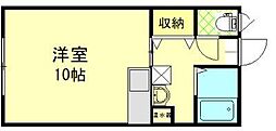 ライフキャップ南通A棟 ワンルームの間取図画像