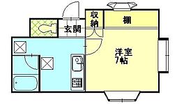 ドリームK・若葉町 1DKの間取図画像