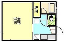 城下町ハイツ 1Kの間取図画像