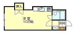 WHITEインペリアル ワンルームの間取図画像