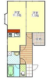 ブルージュ拾弐番館 1LDKの間取図画像