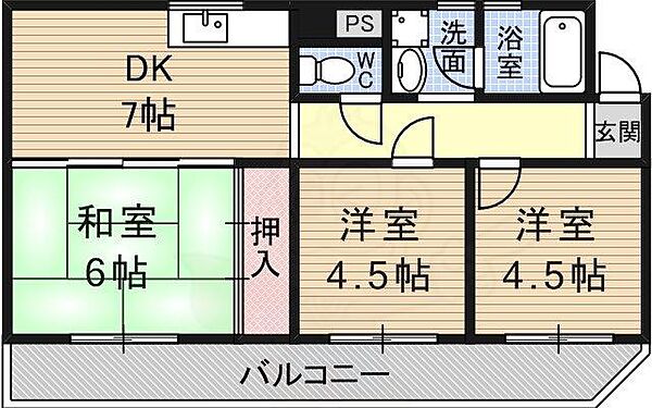 コンプリーション1 3-E｜大阪府茨木市五十鈴町(賃貸マンション3DK・3階・53.79㎡)の写真 その2