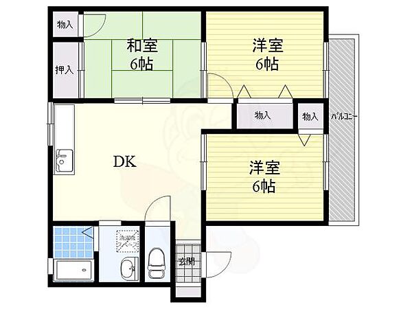 ファミール 102｜大阪府茨木市真砂１丁目(賃貸アパート3DK・1階・55.00㎡)の写真 その2