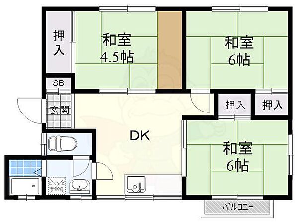 大阪府茨木市平田２丁目(賃貸アパート3DK・2階・48.33㎡)の写真 その2