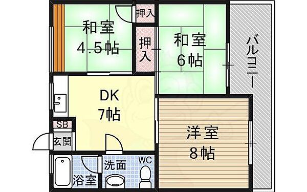 田中第2マンション 201｜大阪府茨木市大池１丁目(賃貸マンション3DK・2階・52.80㎡)の写真 その2
