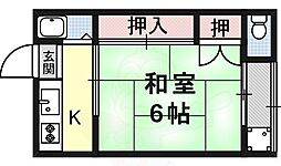 岡部コーポ 1Kの間取図画像