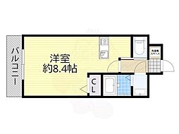 ロイス南茨木 2階1Kの間取り