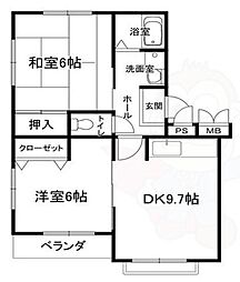 プリマヴェーラF 2DKの間取図画像