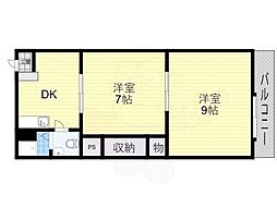 三和住宅第10マンション 2DKの間取図画像