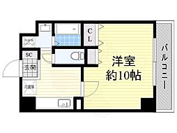 ヴィル・ド・レーブ 1Kの間取図画像