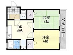シャトーヨシダ 2DKの間取図画像