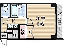 ベルヴィコート 1Kの間取図画像
