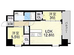 スプランディッドライズ新大阪ノース 2LDKの間取図画像