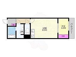 リブレメゾン淡路1 3階1LDKの間取り