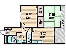 メゾンソワール 2DKの間取図画像