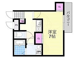 大阪市東淀川区柴島2丁目マンション 1Kの間取図画像