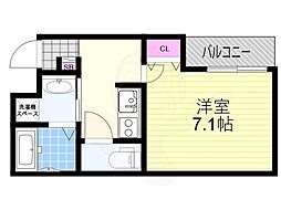 大阪市東淀川区柴島2丁目マンション 1Kの間取図画像