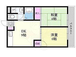 第2あかつきマンション 2LDKの間取図画像