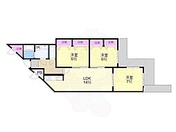 エバーグリーン淀川3号館 3LDKの間取図画像